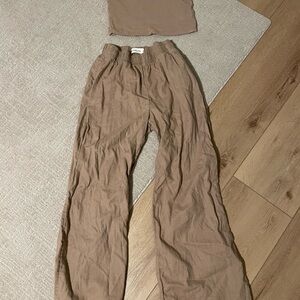 Abercrombie & Fitch Wide Leg Tan Pants